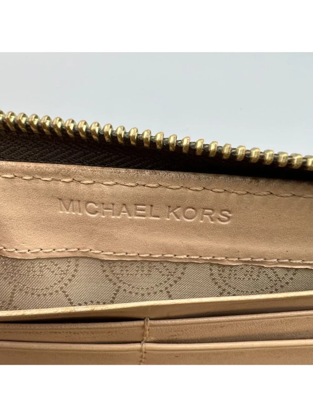 Michael Kors Brown Logo Zip-Around Wallet With Gold-Tone Hardware - Picture 7 of 7